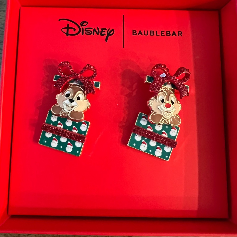 Disney BaubleBar Chip and Dale Christmas Holiday Earrings